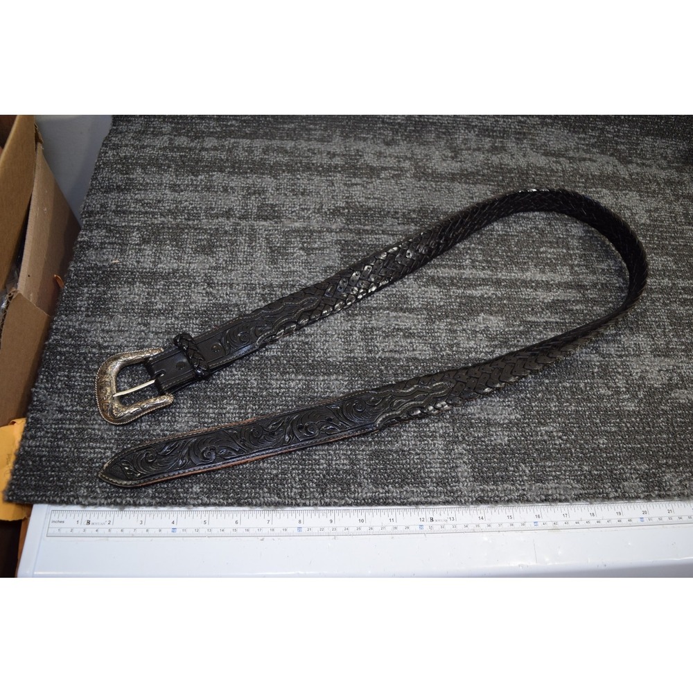 Vintage Woven Nocona Like Genuine Leather Western Style Belt MENS‎ 42 Black WORN